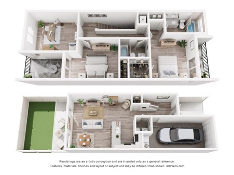 Floor plan for 3 beds, 2.5 baths, 1348 sqft